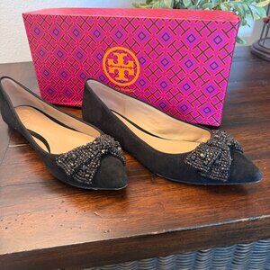 Tory Burch Black Suede Flats size 8.5